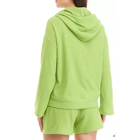 Zelos Ribbed Wide Cuff Hoodie and Shorts Set Greenway Large - Picture 3 of 16